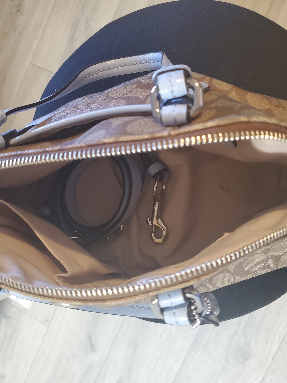 Coach Brown Monogram Satchel with Light Tan Trim